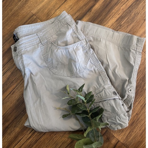 KUHL Pants Womens Size 16 Light Gray Kontra Cargo Capri Roll-up Outdoor Hiking - Picture 1 of 6